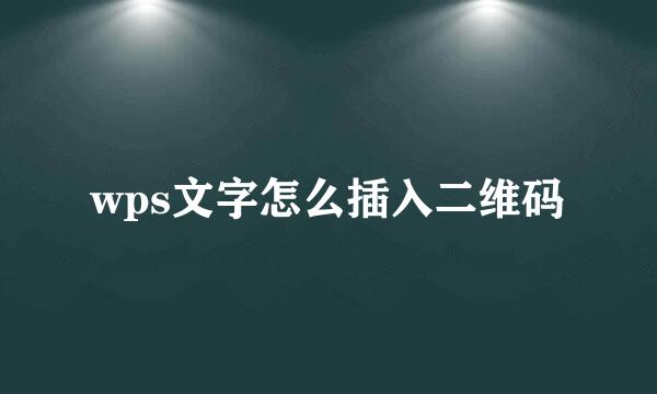 wps文字怎么插入二维码