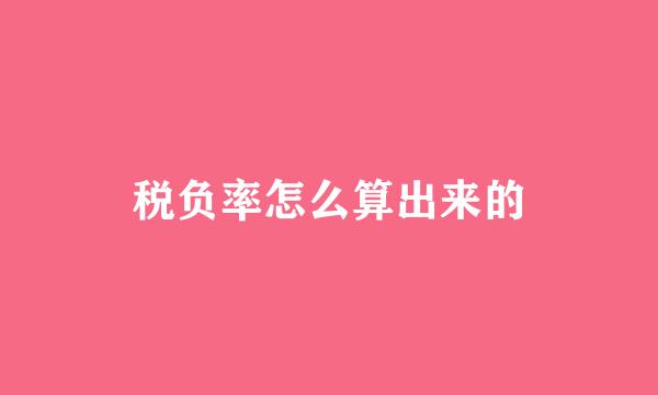 税负率怎么算出来的