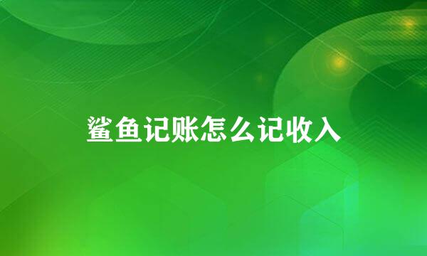 鲨鱼记账怎么记收入