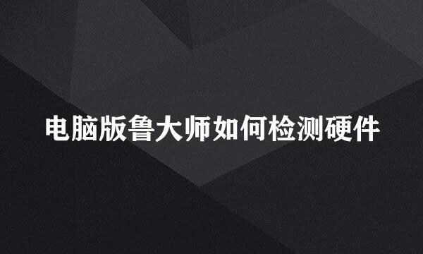 电脑版鲁大师如何检测硬件