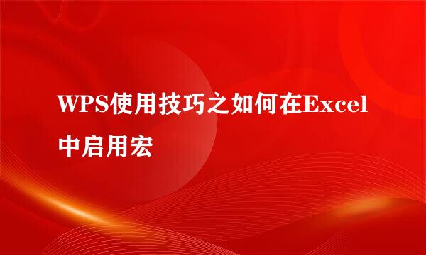 WPS使用技巧之如何在Excel中启用宏