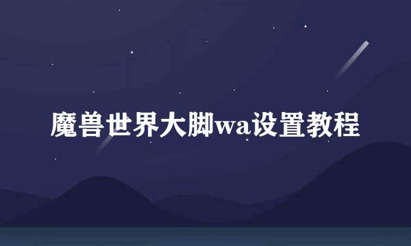 魔兽世界大脚wa设置教程