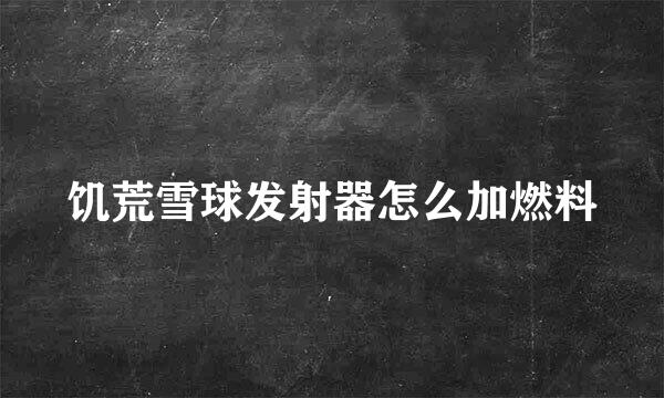 饥荒雪球发射器怎么加燃料