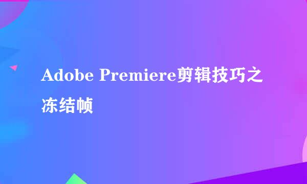 Adobe Premiere剪辑技巧之冻结帧