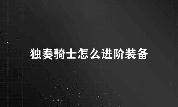 独奏骑士怎么进阶装备