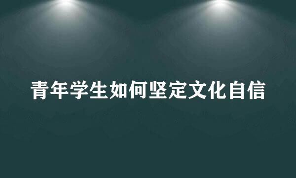 青年学生如何坚定文化自信