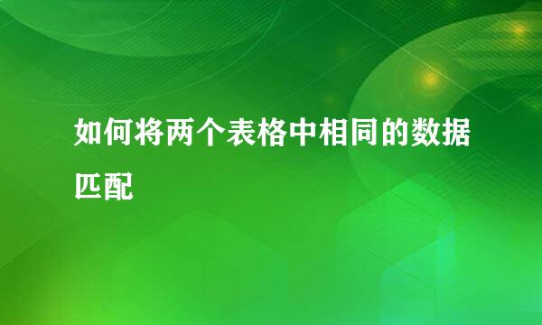 如何将两个表格中相同的数据匹配