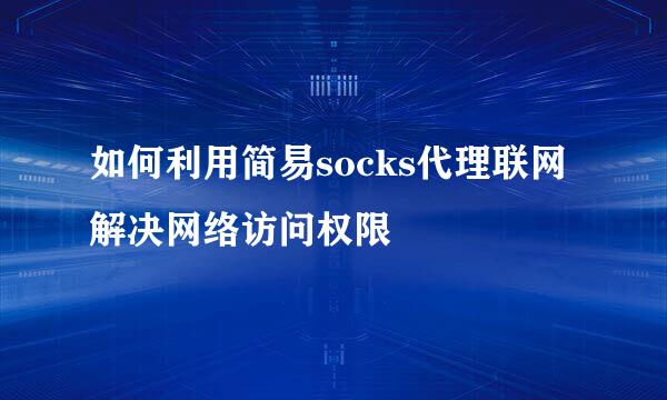 如何利用简易socks代理联网解决网络访问权限