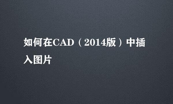 如何在CAD（2014版）中插入图片