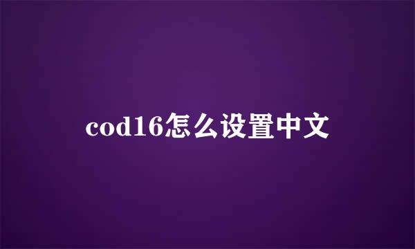 cod16怎么设置中文