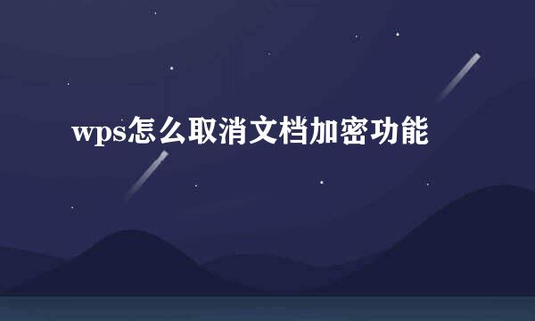 wps怎么取消文档加密功能