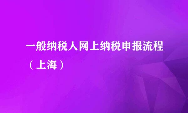 一般纳税人网上纳税申报流程（上海）