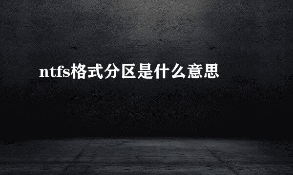 ntfs格式分区是什么意思