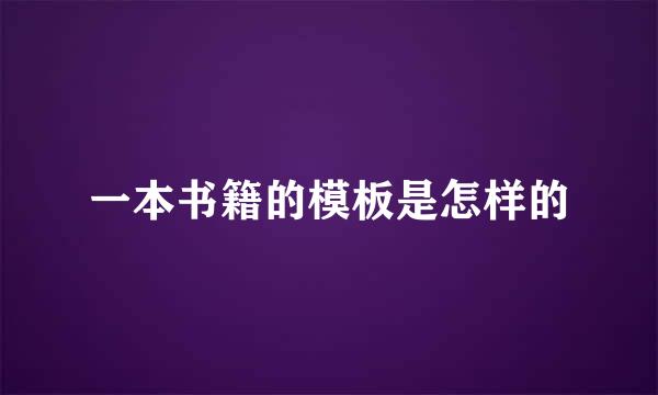一本书籍的模板是怎样的