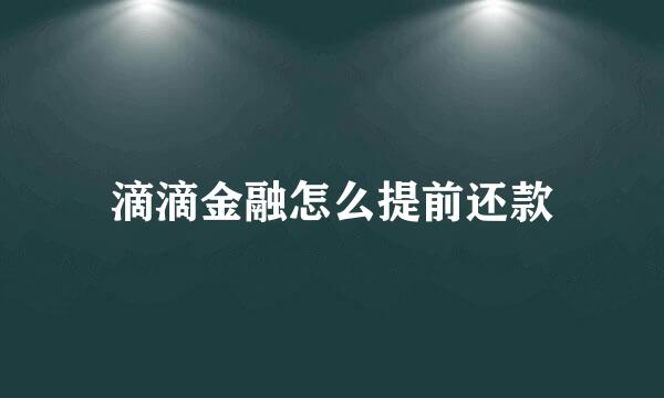 滴滴金融怎么提前还款