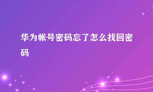 华为帐号密码忘了怎么找回密码