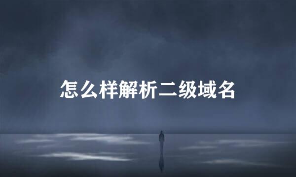 怎么样解析二级域名
