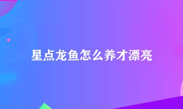 星点龙鱼怎么养才漂亮