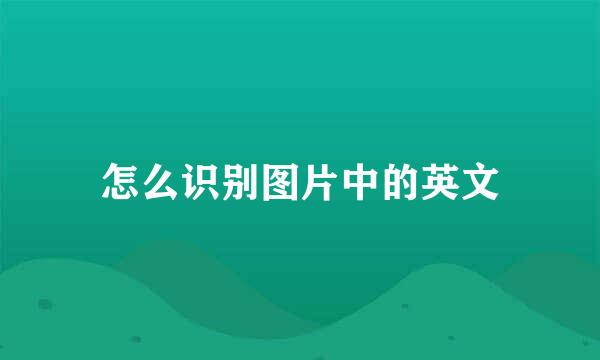 怎么识别图片中的英文