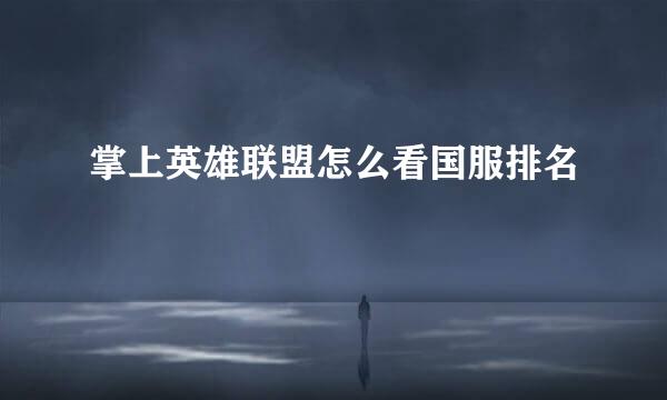 掌上英雄联盟怎么看国服排名