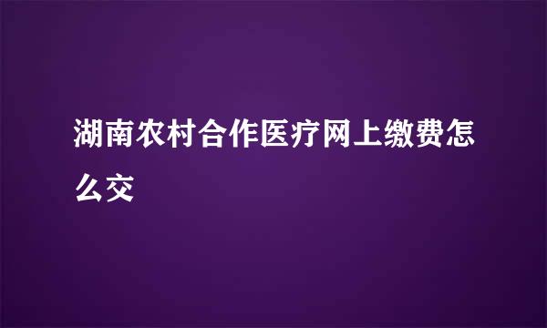 湖南农村合作医疗网上缴费怎么交