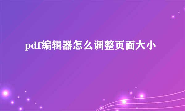pdf编辑器怎么调整页面大小