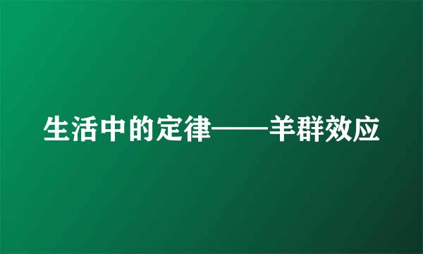 生活中的定律——羊群效应