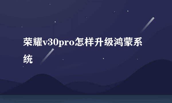 荣耀v30pro怎样升级鸿蒙系统