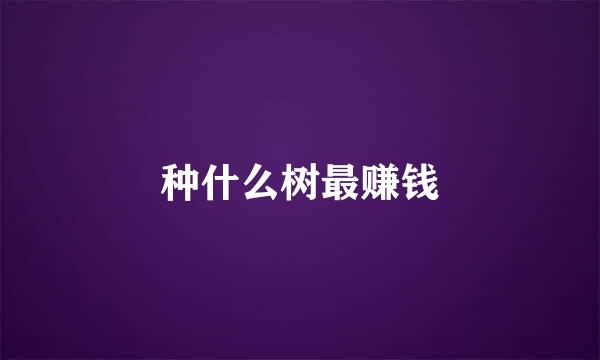 种什么树最赚钱