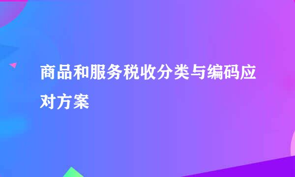 商品和服务税收分类与编码应对方案