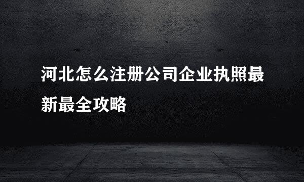 河北怎么注册公司企业执照最新最全攻略
