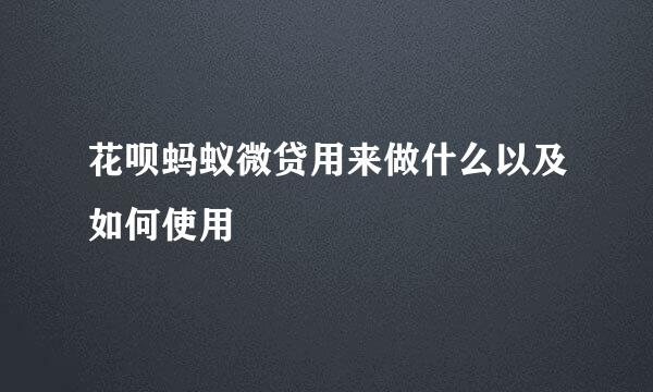 花呗蚂蚁微贷用来做什么以及如何使用