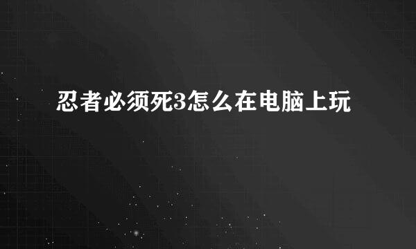 忍者必须死3怎么在电脑上玩