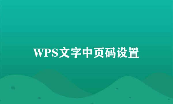 WPS文字中页码设置