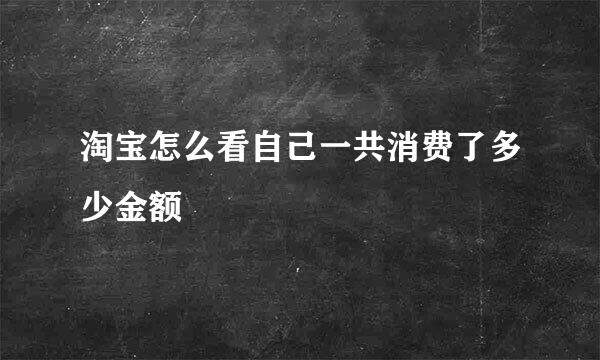 淘宝怎么看自己一共消费了多少金额