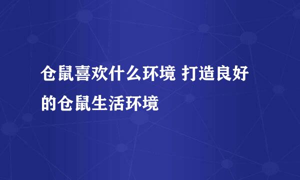 仓鼠喜欢什么环境 打造良好的仓鼠生活环境