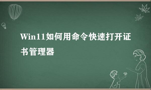 Win11如何用命令快速打开证书管理器