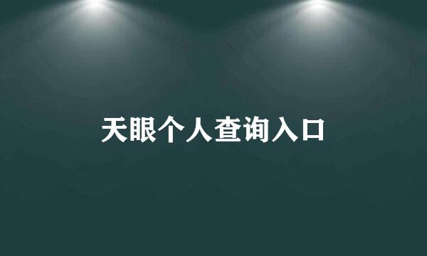 天眼个人查询入口