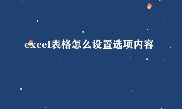 excel表格怎么设置选项内容