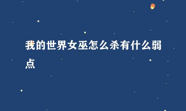 我的世界女巫怎么杀有什么弱点