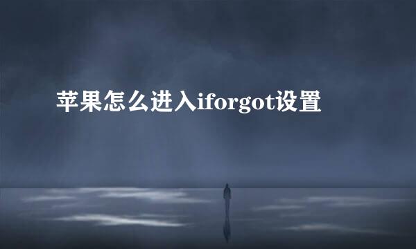 苹果怎么进入iforgot设置