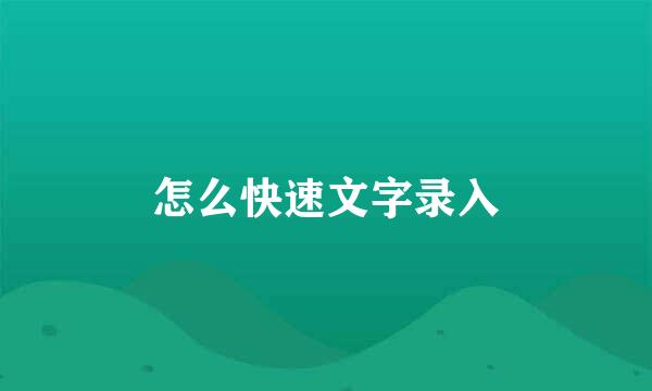 怎么快速文字录入