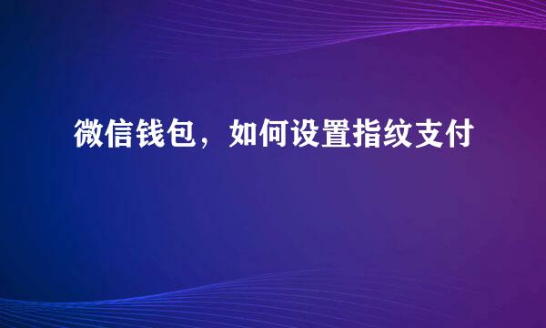 微信钱包，如何设置指纹支付