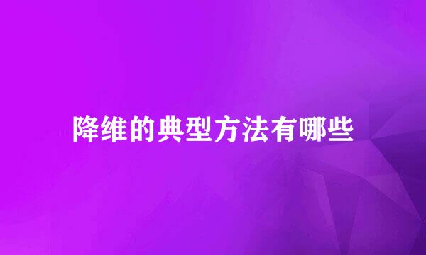 降维的典型方法有哪些