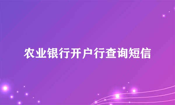 农业银行开户行查询短信