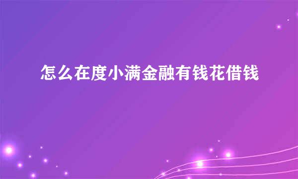 怎么在度小满金融有钱花借钱