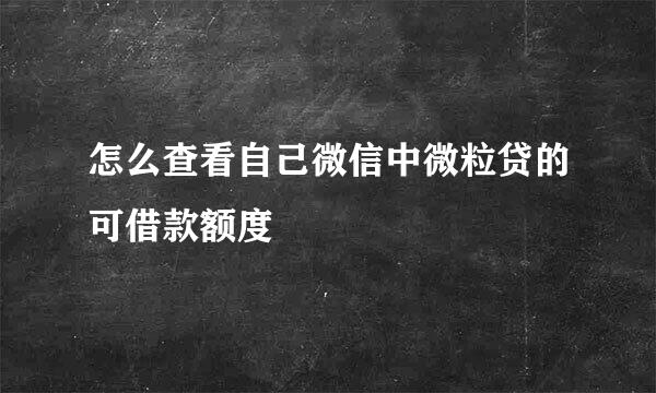 怎么查看自己微信中微粒贷的可借款额度