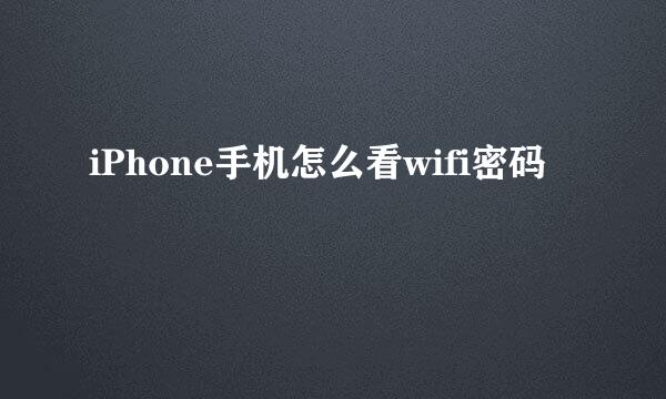 iPhone手机怎么看wifi密码