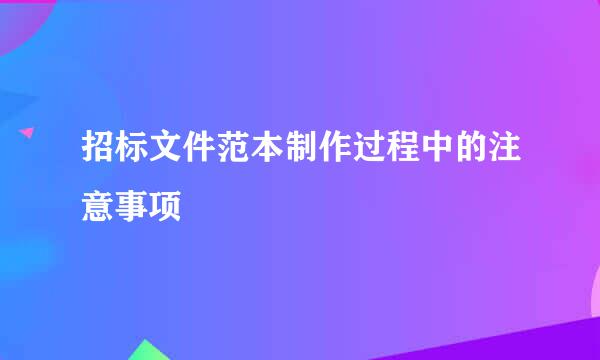 招标文件范本制作过程中的注意事项