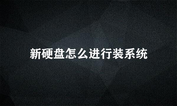 新硬盘怎么进行装系统